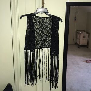 See through black cover up.